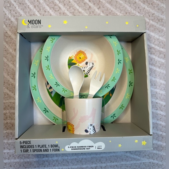 Jungle Safari baby  Dinnerware Set - 5 pcs Bamboo - Picture 1 of 4